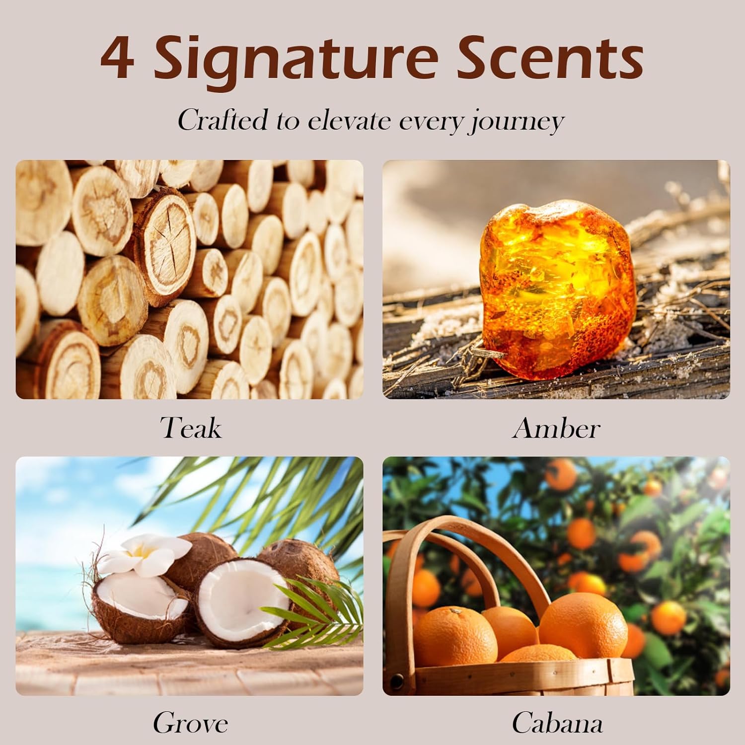 Car Air Freshener – Wood Air Freshener for Visor Clip – 4 Luxury Scents Grove, Cabana, Teak, Amber with 2 Strong Magnetic Clips – Cabin, Car, Truck, SUV