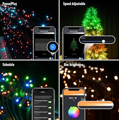 Miniatura 6 de Luces de Navidad inteligentes para exteriores, 66 pies, 200 luces LED personalizadas para árbol de Navidad, luces de cadena de Navidad que cambian