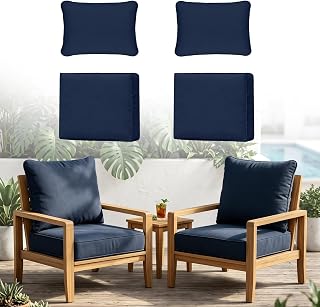 4PCS Patio Cushion Covers for Outdoor Furniture (Navy Blue, Cover Only)