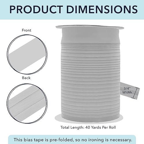 Miniatura 65 de Mandala Crafts Cinta al bies de un solo pliegue de 5/8 pulgadas para coser, acolchar, tuberías, dobladillo, manta y encuadernación de colcha, cinta