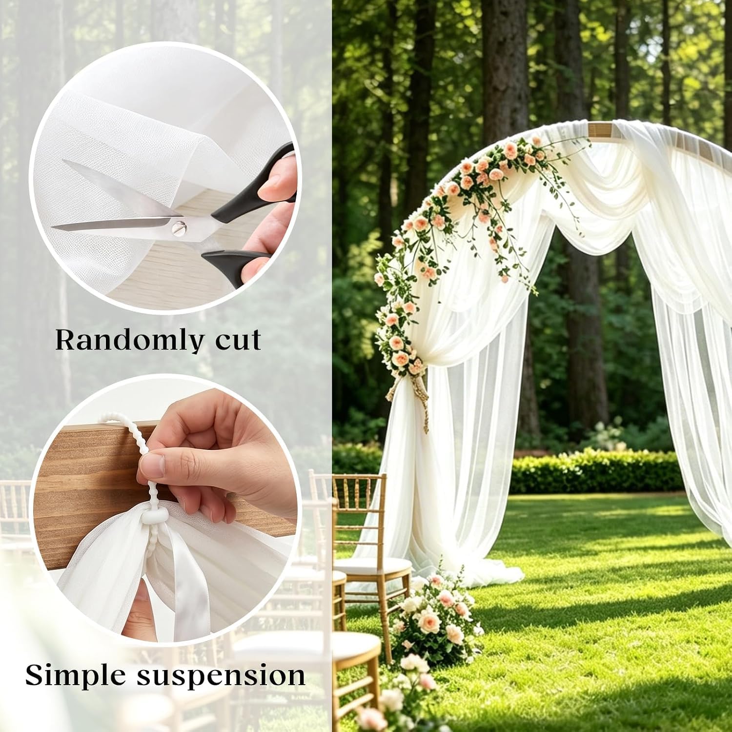 HoldOneLight 3MX1.6M Article 6 Rideaux de fond en tulle blanc transparent pour fêtes et mariages - Rideaux infroissables comme arrière-plan pour fête, cérémonie, décoration de scène
