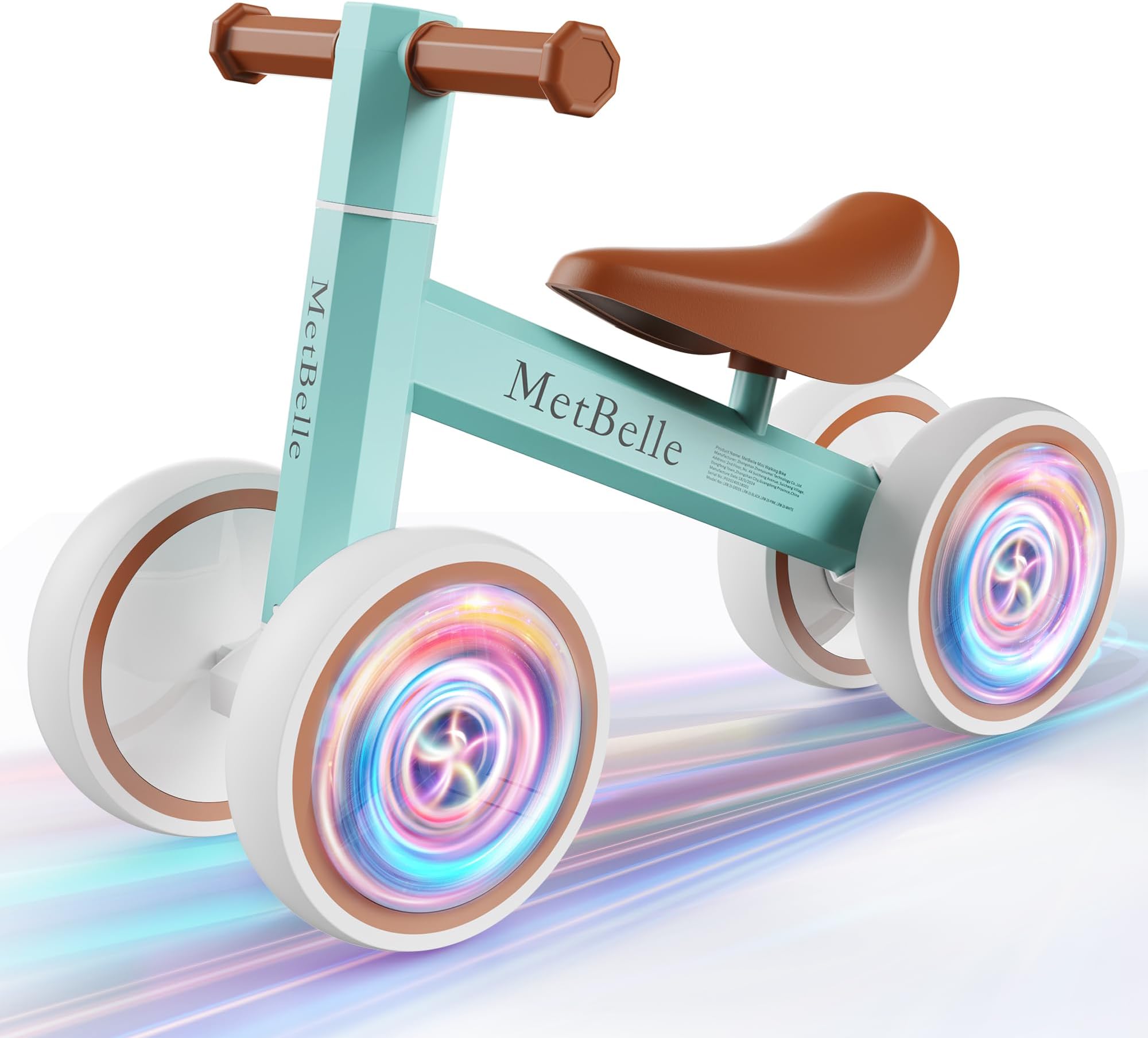 Baby Balance Bike for 1 Year Old Boys Girls, Colorful Lighting 10-24 Months Push Toddler Toys Bicycle, 4 Wheels Baby First Bike for Kid's 1-2, Pre-School Children Ride on Walker First Birthday Gifts