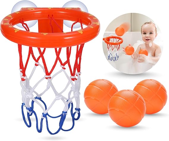 Bath Toys - Bathtub Basketball Hoop for Kids Toddlers - Bath Toys Shower Toys for Kids Ages 4-8,Suction Cup Basketball Hoop & 3 No Hole Balls Set for Boys Girls