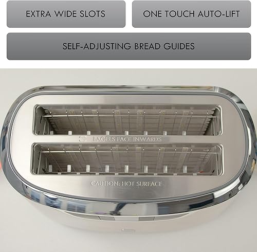Miniatura 4 de Kenmore Tostadora de 4 rebanadas  Aparato de cocina de encimera de ranura extra ancha, función de descongelación, dolor de parrilla, 9 ajustes de