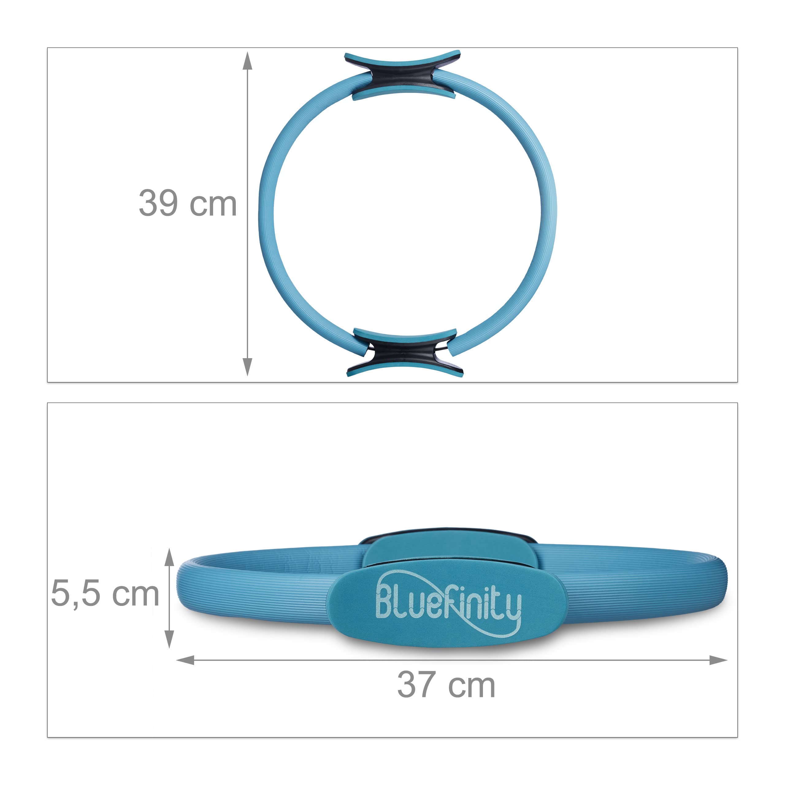 Anneau Pilates 39 cm avec Doubles poignées pour Yoga Mousse rembourré Anneau de résistance, Turquoise