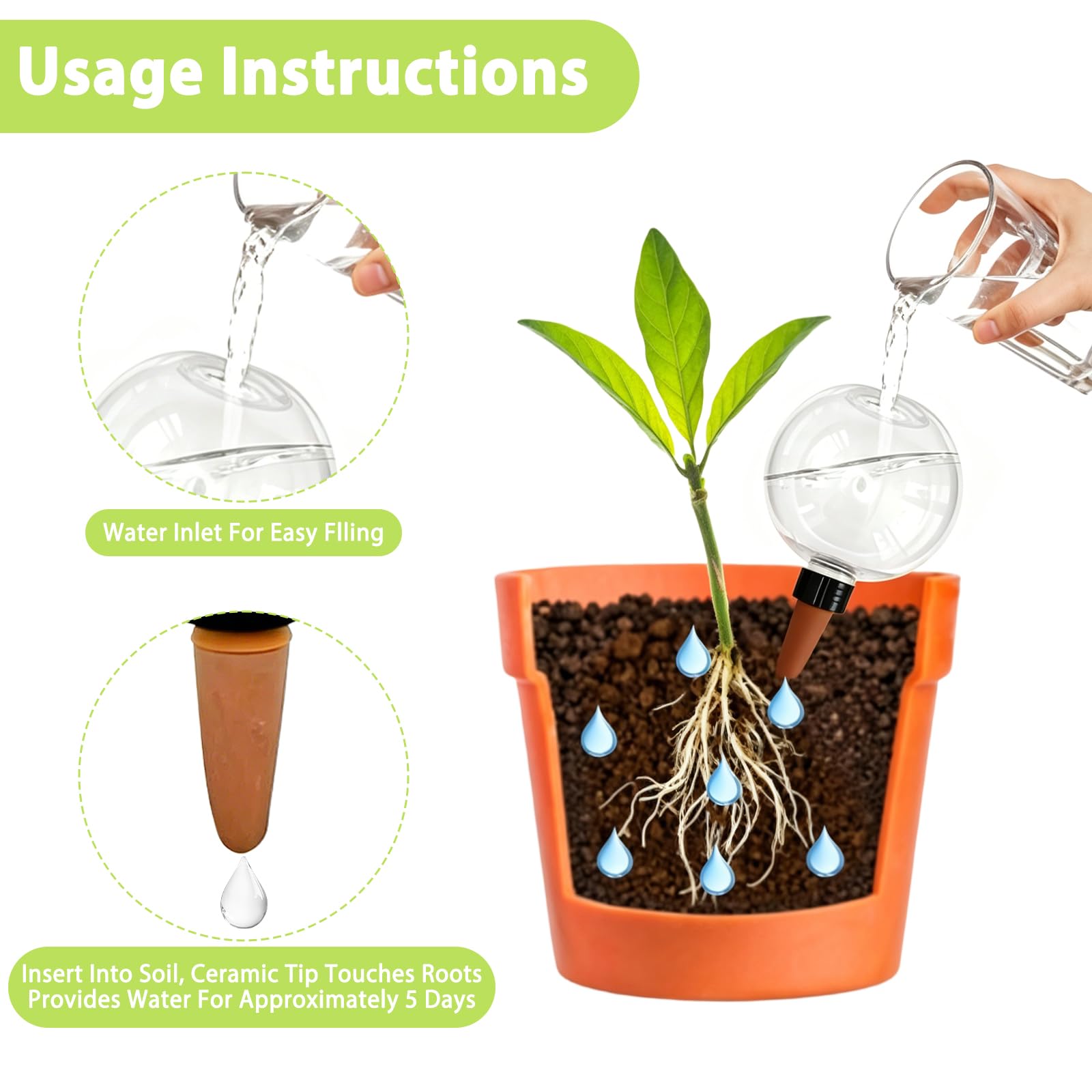 4 Boules d’Arrosage Plantes Globe Arrosage 500 ML, Système Arrosage Automatique Série, Irrigation Goutte à Goutte Transparent, pour Plantes Intérieur Balcon Jardin Vacances (Blanc*4)