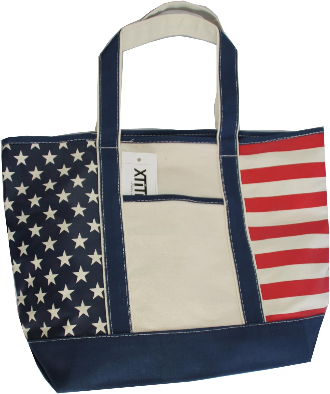 Xtitix Patriot USA United States of America Flag Design Deluxe Cotton Canvas Shopping Tote Bag