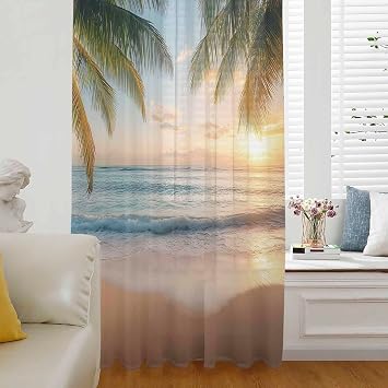 Sheer Curtains 54 Inch Length, Semi Curtain Sheers for Living Room Bedroom Rod Pocket Kitchen Curtain Drapes Window Voile Curtain Panel