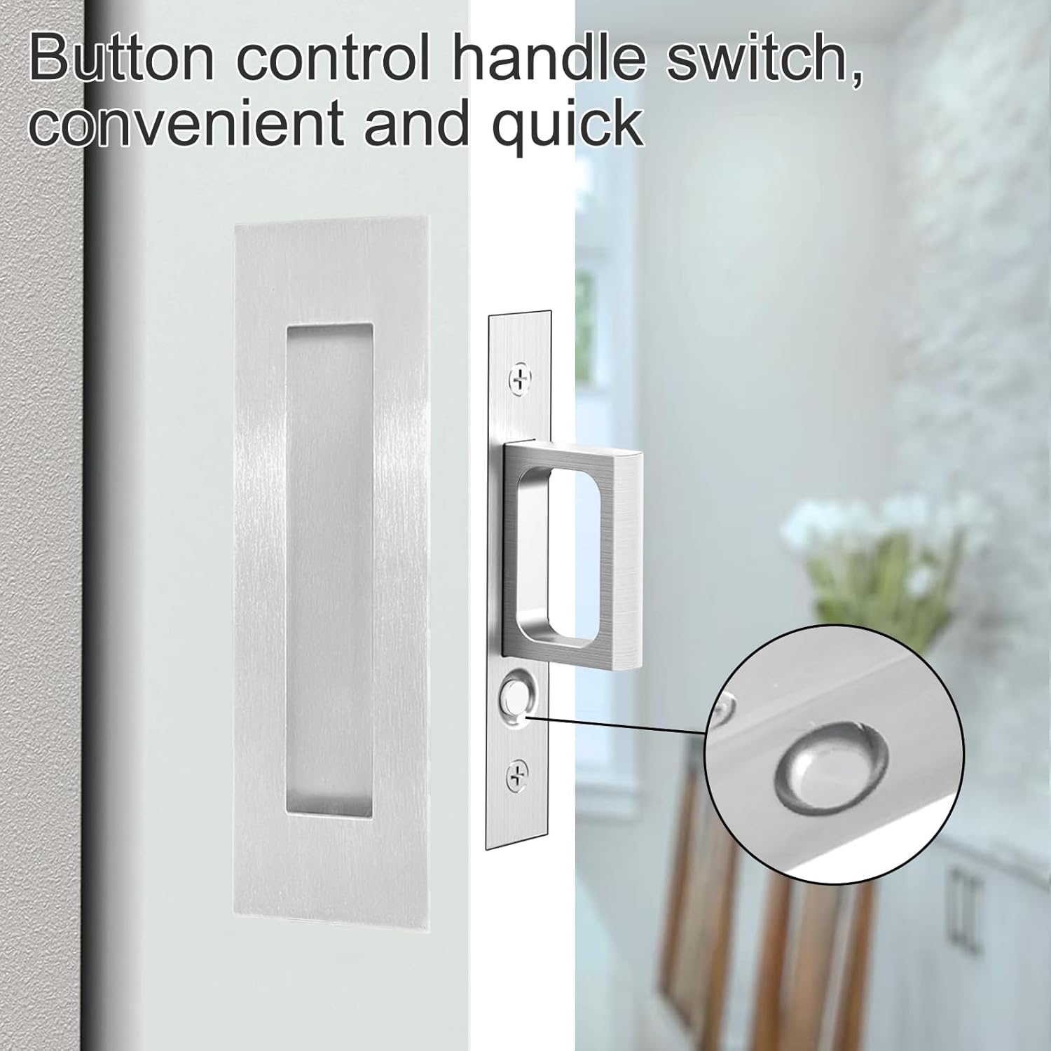 Recessed Finger Flush Pulls with Edge Pull - Suitable for Pocket Door,Closet Door,Sliding Doors, Barn Door Handle Hardware (Sliver, 6inch)