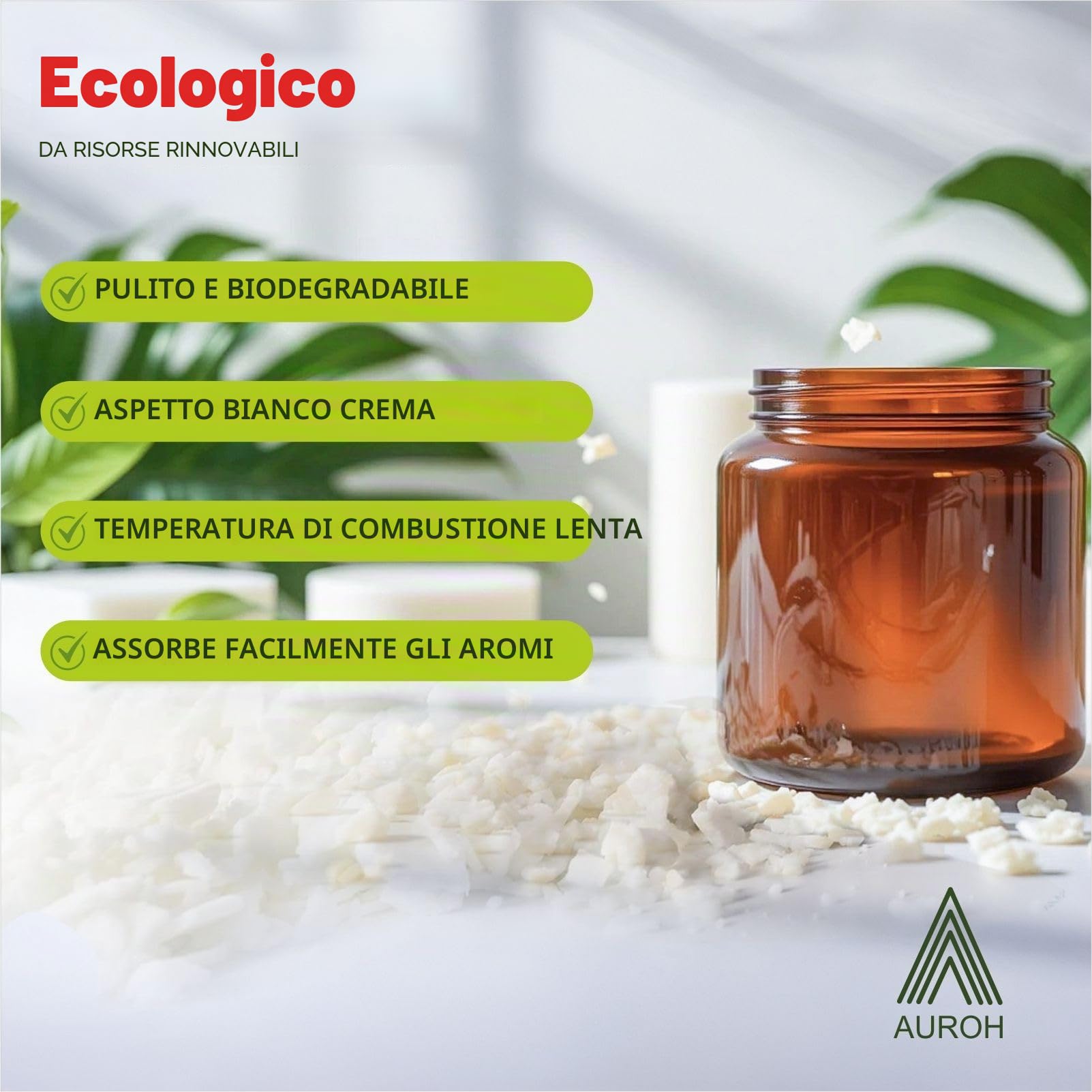 Cera di soia naturale pura al 100%, conf. da 5 kg, fiocchi di cera per la realizzazione di candele, cera biodegradabile ed ecologica
