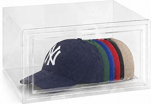 Axidou Clear Stackable Hat Storage Box for Baseball Caps, Large Capacity Dustpro