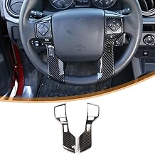 Car ABS Steering Wheel Moulding Cover Trim Stickers for Tacoma 2016 2017 2018 2019 2020 2021 2022 2023 Tundra Sequoia 2018 2019 2020 2021 2022 Steering Wheel Protect FrameCarbon Fiber, 3+3 Hole
