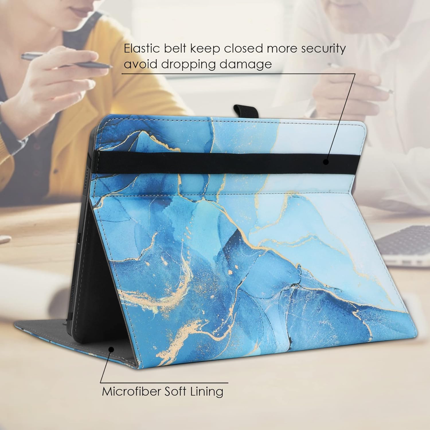 HGWALP Uniwersalne etui na tablet 22.9 cm-26.7 cm, Multi-Viewing Angels PU Leather Stand Folio Case Cover with Handstrap for 23.9 cm 25.7 cm 25.7 cm 20.5 cm, z regulowanym silikonowym paskiem