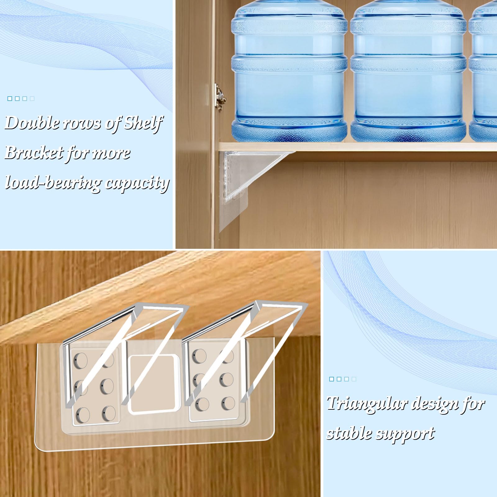 16Pcs Punch Free Shelf Support Peg, Large Size Adhesive Shelf Bracket, Shelf Bracket No Drill Strong Load-Bearing Shelf Peg Shelf Support for Cabinet,Book Closet — Amazon image 5