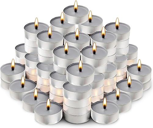 30 velas de té sin humo con 4 horas de tiempo de combustión extendido, pequeñas velas votivas para Halloween, Navidad, Shabat, bodas y emergencias,
