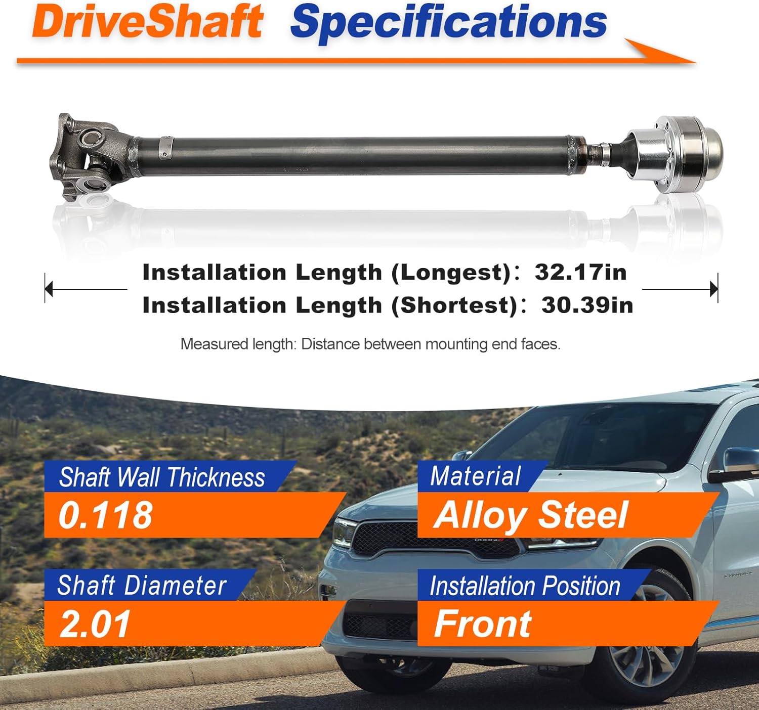 938-171 Front Drive Shaft Prop Shaft Assembly Fit for Jeep Liberty 2008 2009 2010 2011 2012, 4WD Replace# 65-3005, 52853442AC, 52853442AD, 52853442AE
