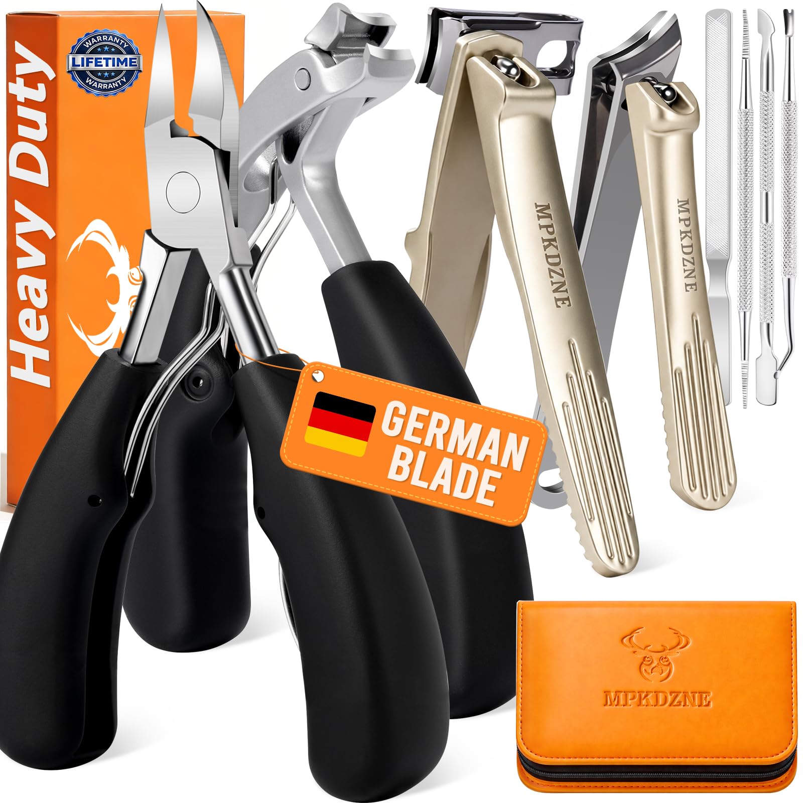 Heavy Duty Toenail Clippers for Thick Ingrown Nails Fingernail Set (8Pack - Silver)
