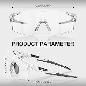 SCVCN Photochromic Cycling Glasses Sports Sunglasses Men Women Clear Bicycle MTB UV400 Protection TR90 Frame Bike