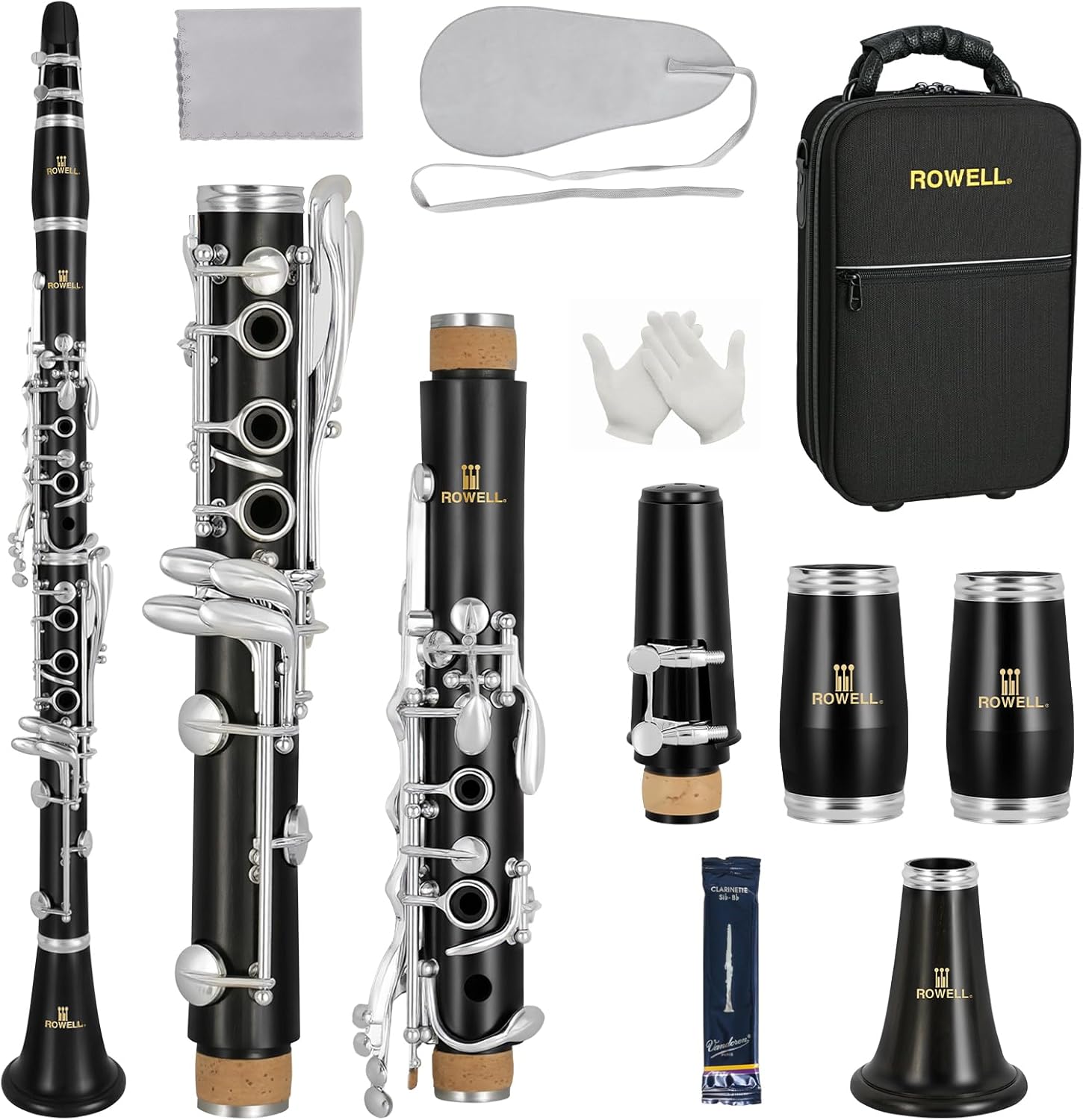 Amazon.com: ROWELL 17 Key Bb Clarinet with African Blackwood Body ...
