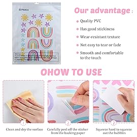 Epakh Rainbow Wall Decor Stickers Small Rainbow Decal Watercolor Heart Star Sun Wall Stickers Decor for Girls Boys Baby Bedroom Nursery(Classic Color)