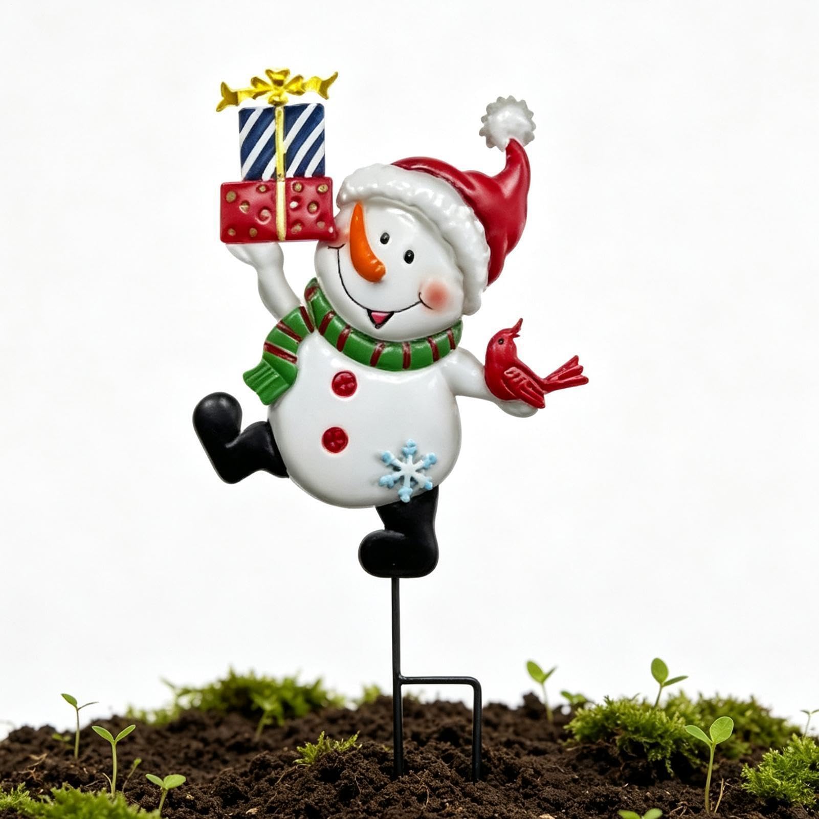 Estacas navideñas de patio y arte festivo para sendero exterior