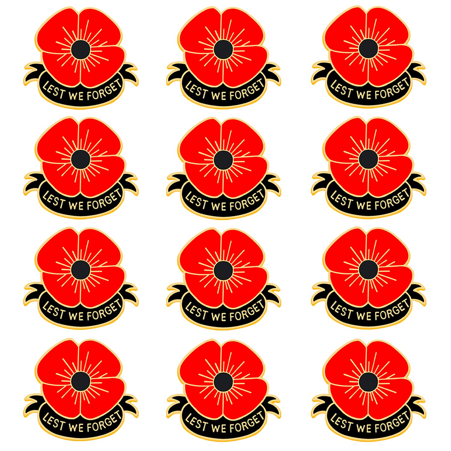 GUOYU2 Pcs 6 Pcs 12 Pcs Red Poppy Pins Lapel Brooches Apparel Badges Pins for Women Girls on Veterans Day Memorial Day Remembrance Day
