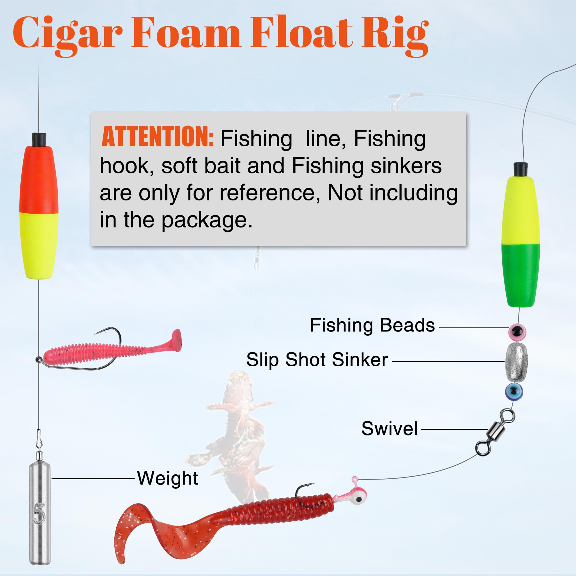 10 Galleggianti Pesca THKFISH A Sigaro In EVA Con Zavorra - Per Acqua Dolce E Salata