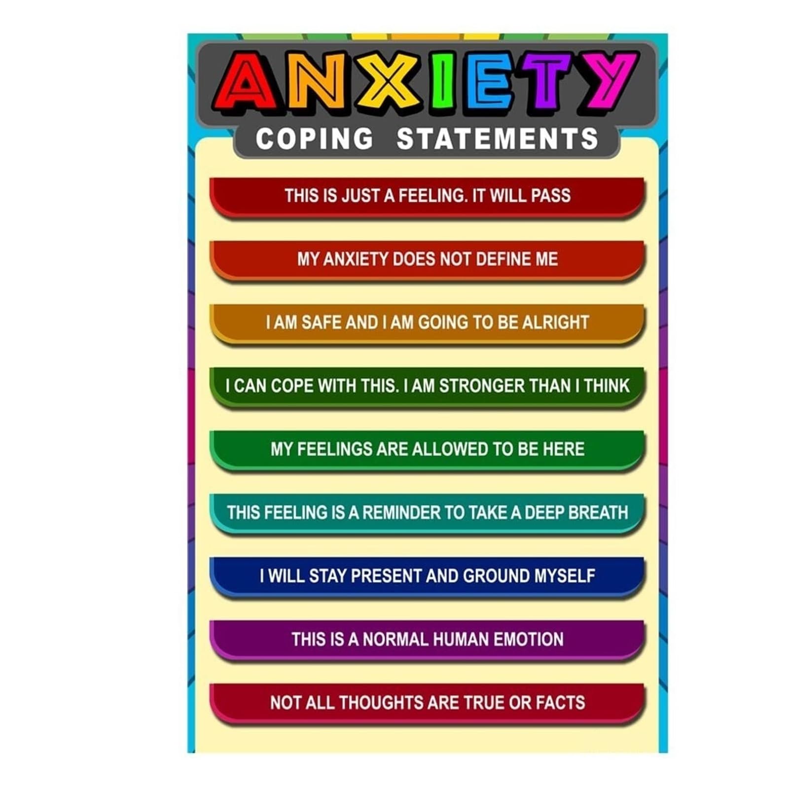 Xginerfex Framed Inspirational Mental Wellness Wall-Art, Uplifting Quote Posters Set, Affirmation Decor For Office, Classroom, School Counselor Or Therapist Space(,12X18inch(30X45cm))