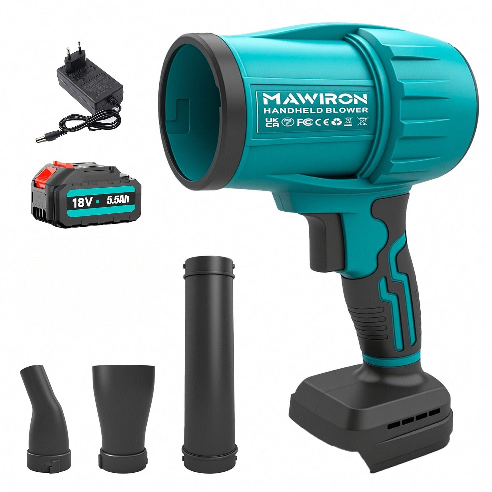 Turbo Soplador de batería con batería de 5500 mAh, 480 km/h, quitanieves, 50000 rpm, soplador de polvo eléctrico, soplador de aire para soplar hojas, nieve, polvo, fuerza de soplado