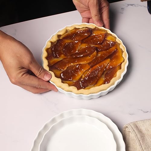 Miniatura 6 de Bandeja de horno de porcelana para hornear, platos gratinados, 14 onzas, molde para pastel, aperitivo, pizza, tarta, postre, quiche, para el horno