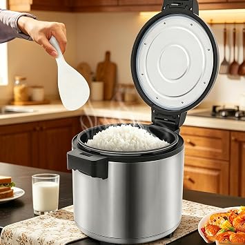 Commercial Rice Warmer, 13L Large Capacity Electric Rice Warmer with Rice Spoon Constant Temperature 149F Stainless Steel Food Warmers for Restaurants Hotels 105W, Not Rice Cooker