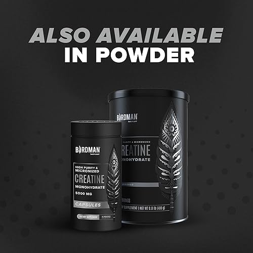 Miniatura 7 de BIRDMAN Cápsulas de monohidrato de creatina micronizada  Veganas  Sin cafeína, sin gluten, sin azúcar  125 cápsulas (25 porciones)