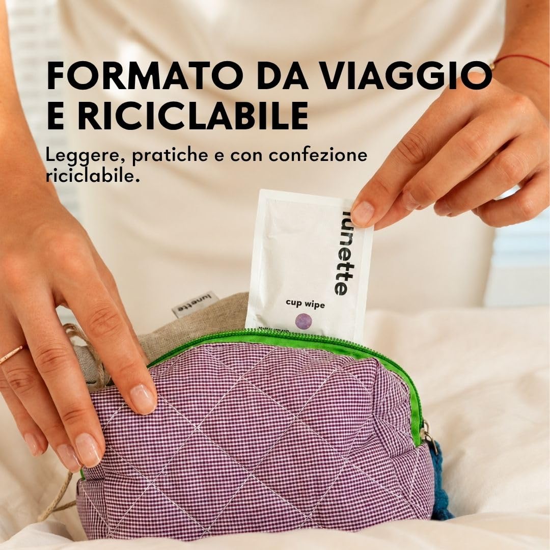 Lunette Salviette per Coppetta Mestruale – Per Coppette Mestruali e Dischi quando non hai Aqua a Dsposizione – Senza Pofumo – Compostabili e Vgane – Prodotte in Finlandia – 20 salviette