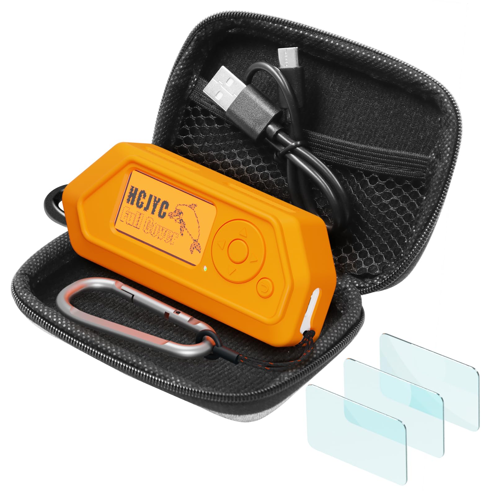 5 in 1 Protective Accessories Soft Silicone Case & EVA Carrying Case & 3 Pack of Screen Protector & SD Card Dust Plug & GPIO Dust Plug for Flipper Zero (Orange)