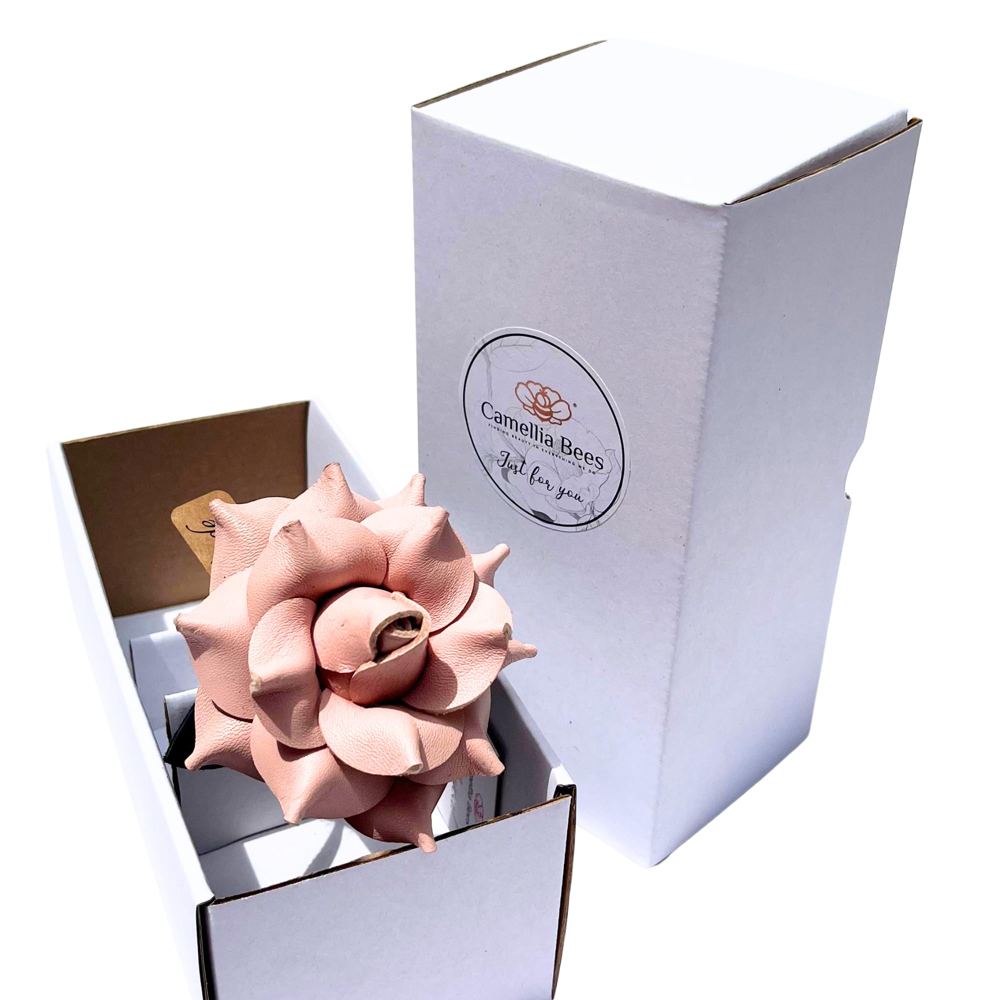 Camellia Bees Leder-Rose Geschenk für sie/Ihn zum Valentinstag, Muttertag, Hochzeitstag (Pink)