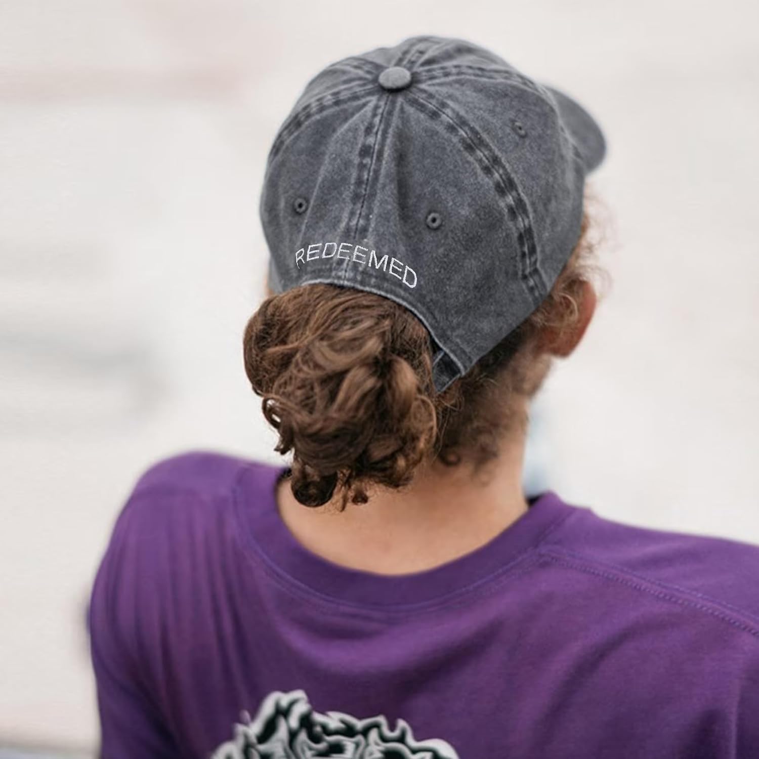 Christian Redeemed Cross Nails Hats for Men Women, Vintage Adjustable Cotton Embroidered Front & Back Baseball Cap - Image 6