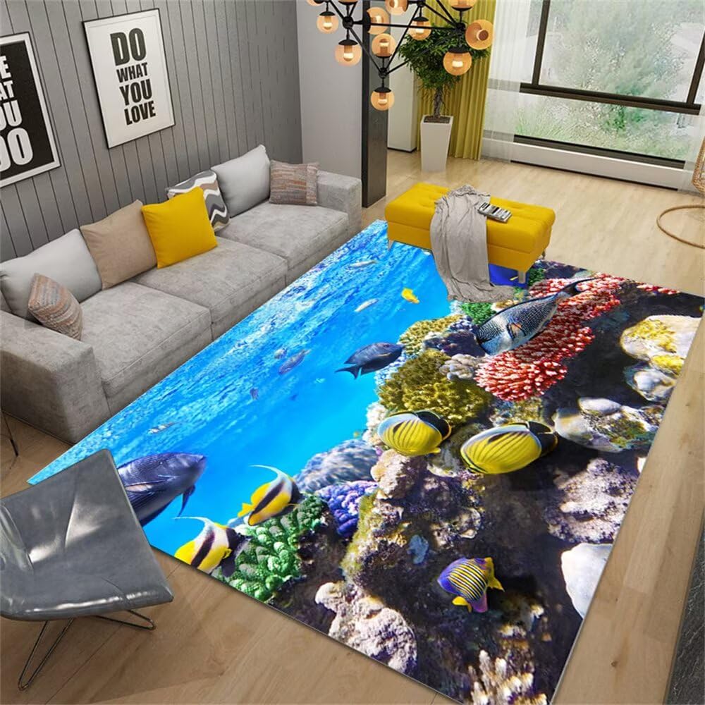 Tapis de salon bleu idéal pour relooker une chambre d'ado