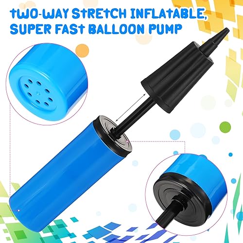 Miniatura 2 de Honoson 16 unidades de bomba de mano portátil de 9 pulgadas, bomba de aire manual para globos, inflador manual de globos de doble acción de 2 vías
