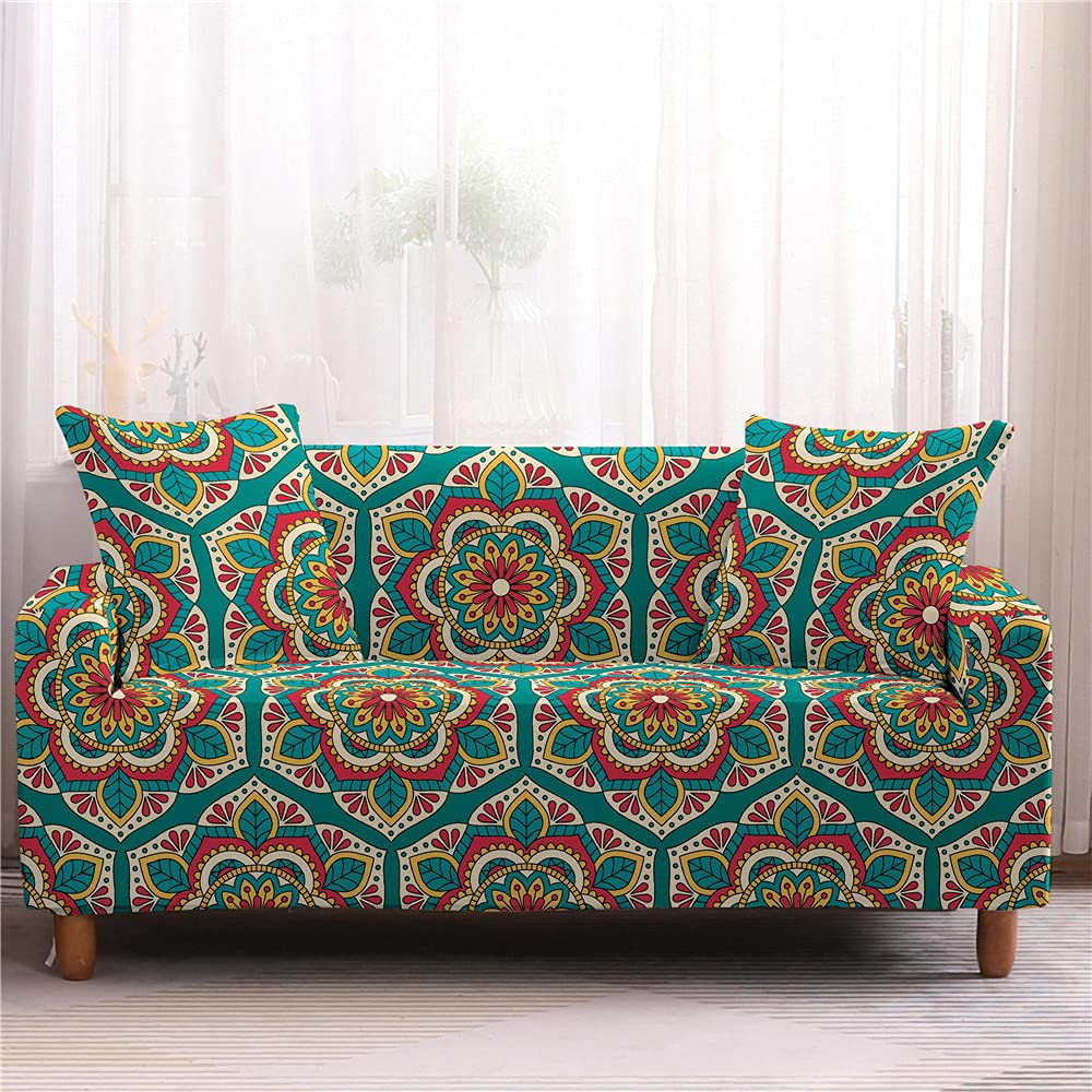 Surwin Sofa Slipcovers 1 2 3 4 Seater, 3D Plant Printed Fabric Elastic Sofa Cover Universal Arm Stretch Sofa Covers Protector Couch Slipcover Furniture Protector (exotic,4 Seater (235-300cm))