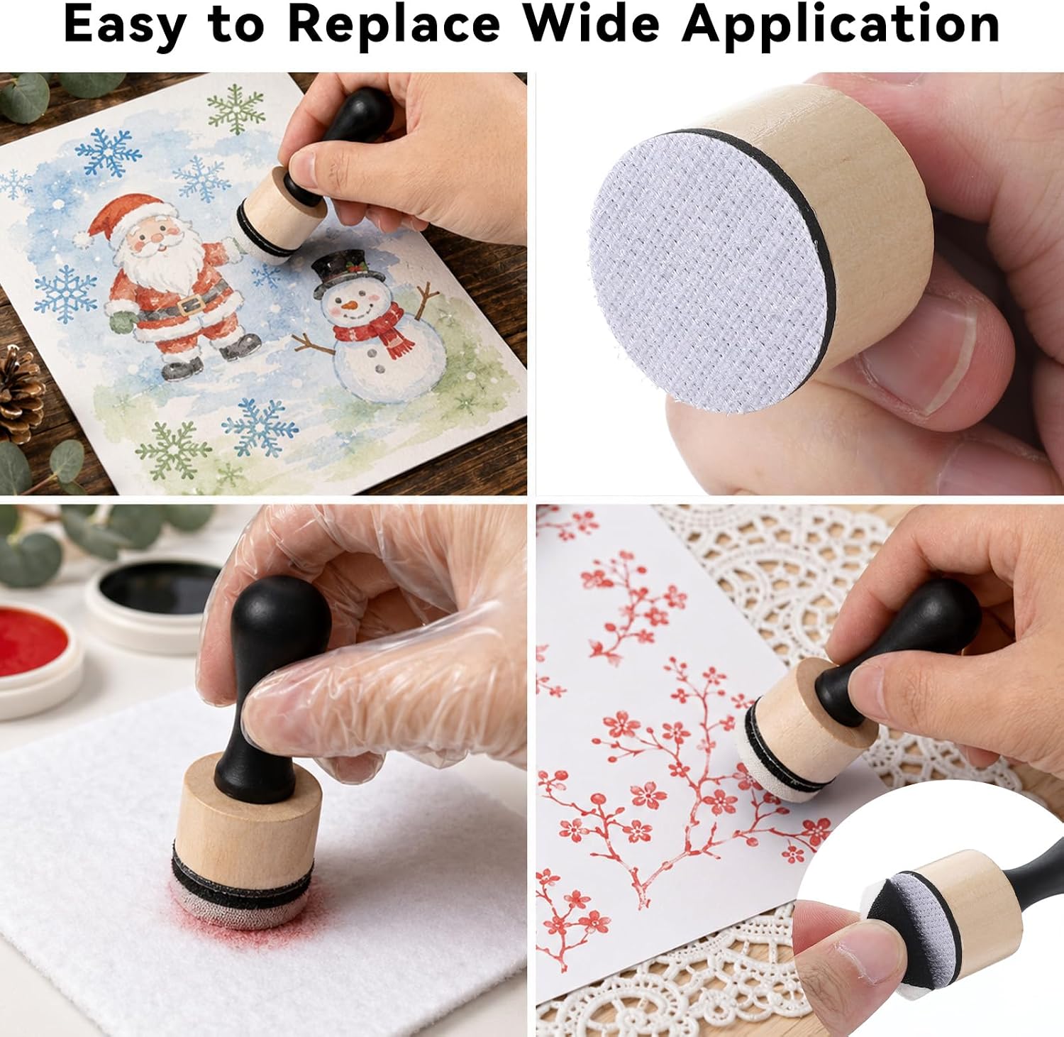 Jeffdad 46 Pcs Mini Ink Blending Tool Set, 2 Mini Round Applicator Tools and 44 Replacement Foam Pads for Scrapbooking Crafting Drawing Painting Art Supplies Ink Tools Alcohol Ink Applicator Tools