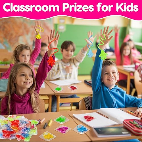 Miniatura 4 de 100 unidades de manos adhesivas con purpurina para niños de 4 a 8 a 12 años, suministros de cumpleaños, rellenos de huevos de Pascua, bolsas