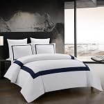 OSVINO Couverture de l'hôtel Duvet 3Pcs Étagères à motifs en ligne de microfibre Ultra Couvre-lits doux respirant Comforter Quitter avec des oreillers, Marine, Roi