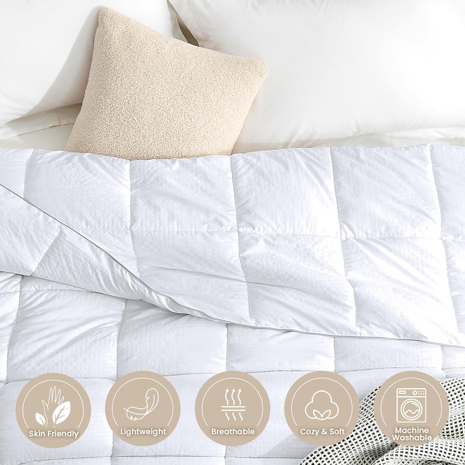 homelike moment comforters queen size - white duvet insert down alternative bed queen comforter, lightweight bedding comforter full size quilted soft all season with coner tabs white square embossed white square embossed full/queen