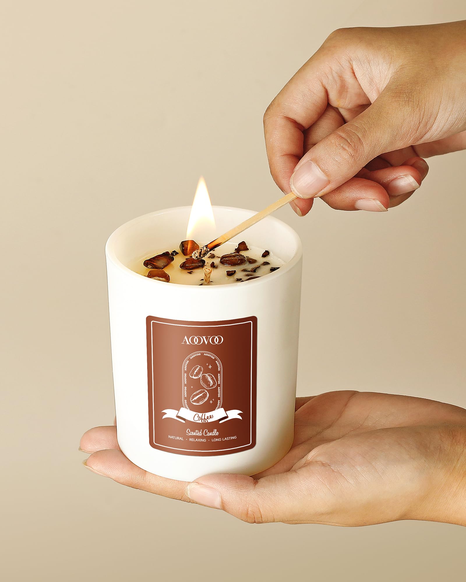 Candele profumate per caffè macchiato da donna, candela per aromaterapia con cristalli all'interno, 284 ml, durata di combustione 60 ore, candele di soia per la casa, regalo di compleanno, San