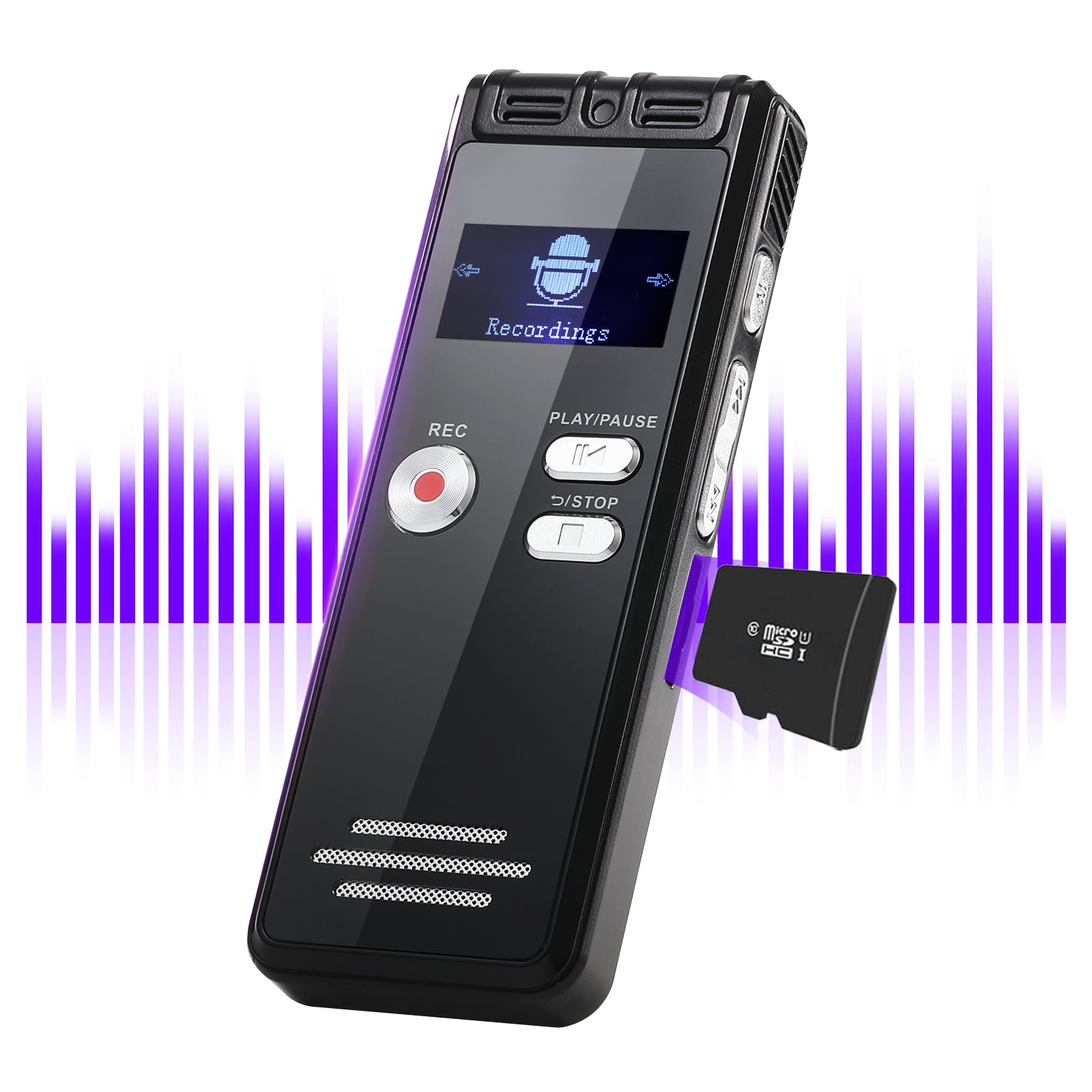 Digital Voice Activated Recorder - 3072Kpbs HD Dual MIC Dictaphone with Noise Reduction, 4200 Hours Audio Recording for Interviews/Classes/Meetings (32GB)