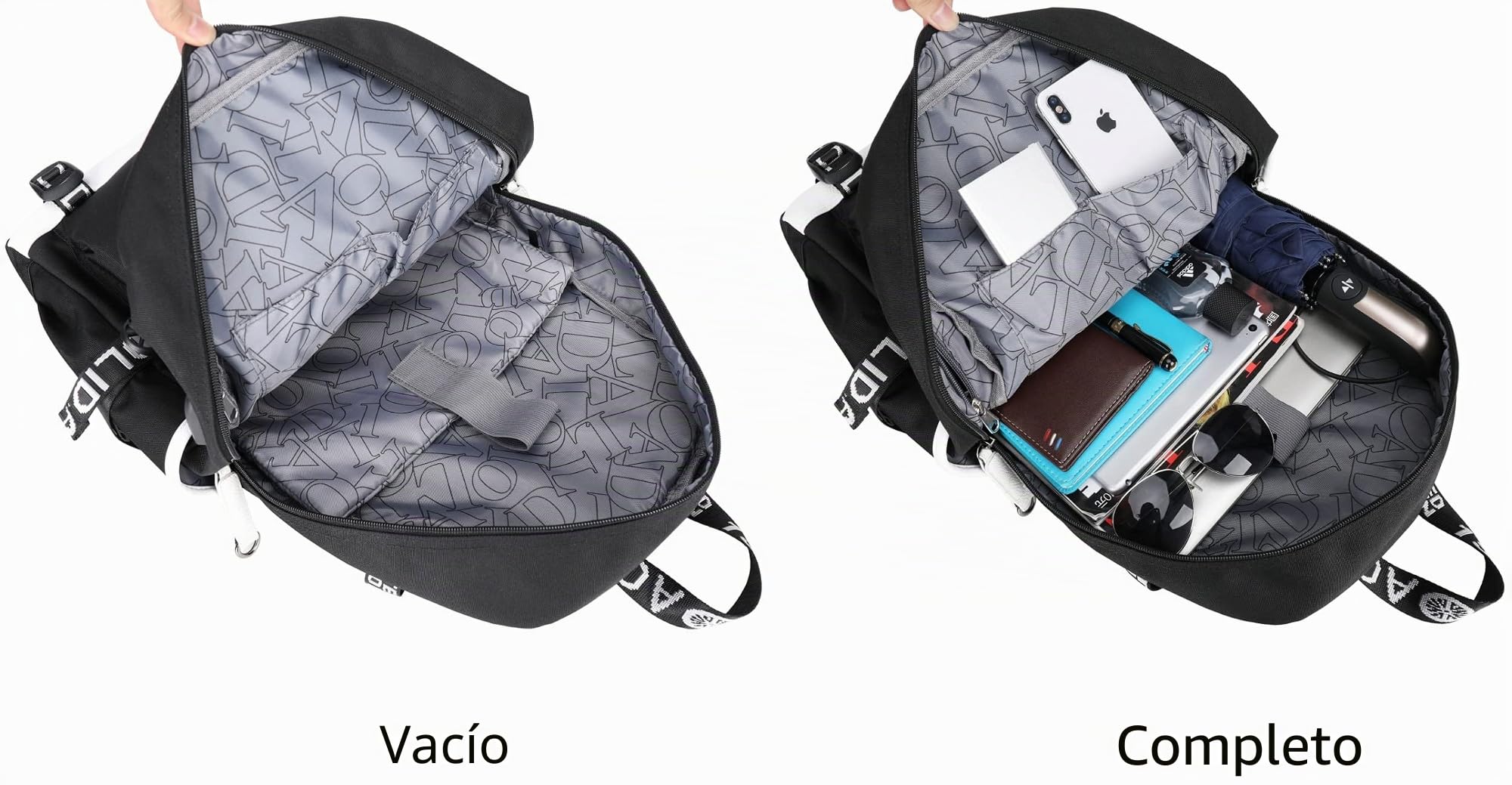 Roffatide Anime Demon Slayer Mochila para computadora portátil impresa con puerto de carga USB y puerto para auriculares