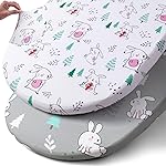 Stretch Fitted Bassinet Sheet Set BROLEX 2 Pack Cradle Sheets for Bassinet Pad/Mattress,Unisex Boys Girls,Ultra Soft,Pink-Bellied Rabbit