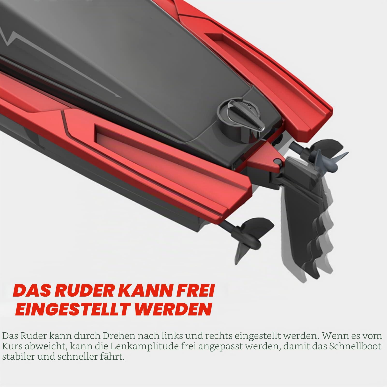 BuyWeek Ferngesteuertes Boot, 2,4 GHz 4 Kanal Doppelmotor RC Rennboot 30 Km/H Hochgeschwindigkeit Wasserdicht Motorboot Ferngesteuert für über 14 Jahre Kinder Erwaschene (Rot)