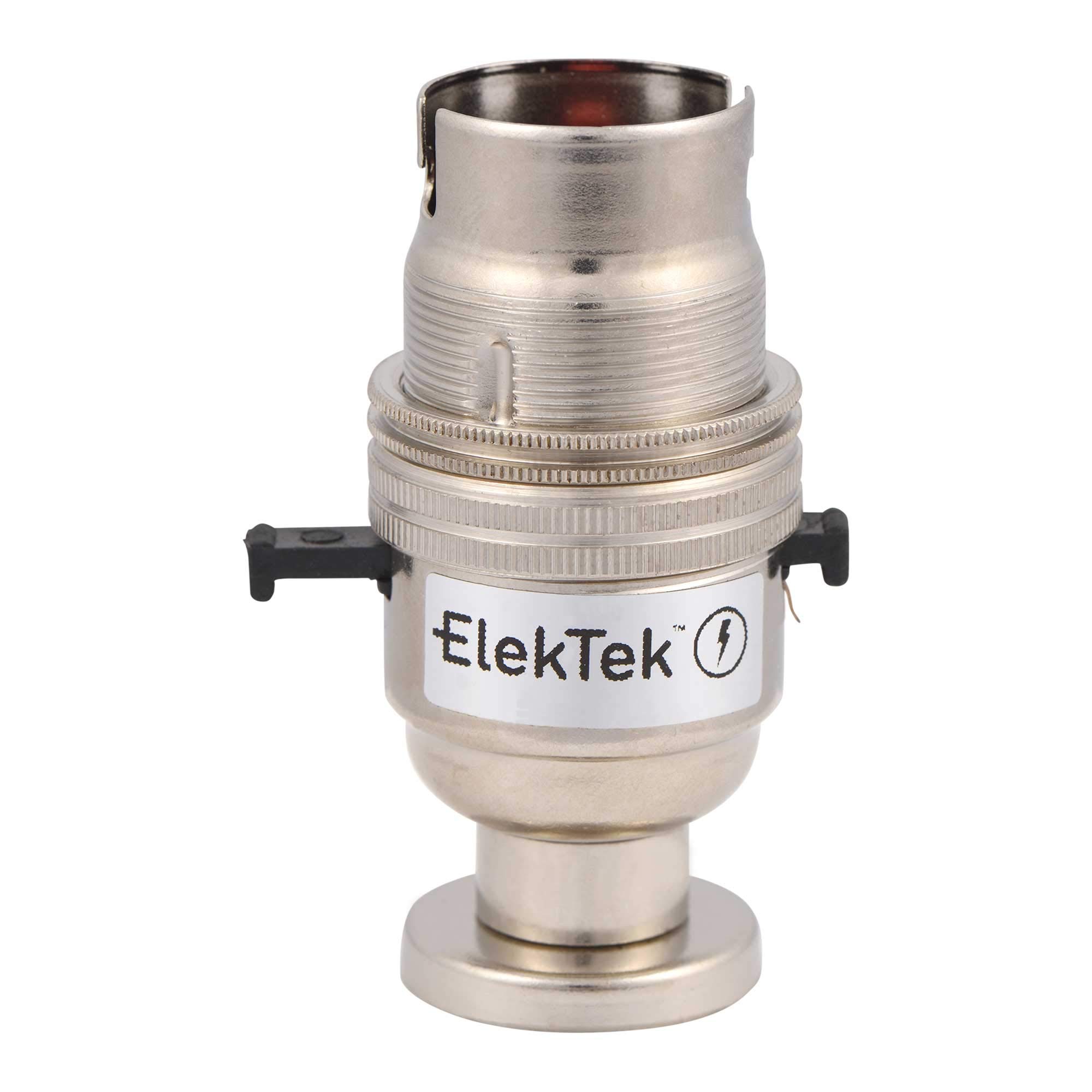 Elektek Nickel Safety Switch Lamp Holder Half Inch With Back Plate Cover And Screws