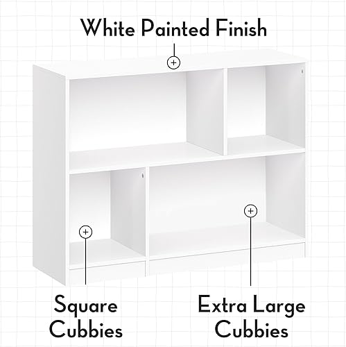 Miniatura 5 de RiverRidge Estantería horizontal para niños con cubos y 2 unidades, color blanco con 2 contenedores negros